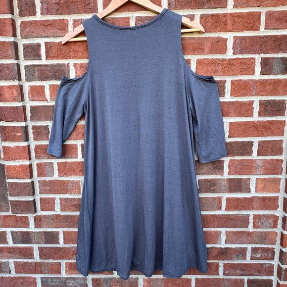 Ces Femme by Mi-in Dress Medium Gray 3/4 Cold-Shoulder Sleeve Comfy Pullover - Picture 2 of 6